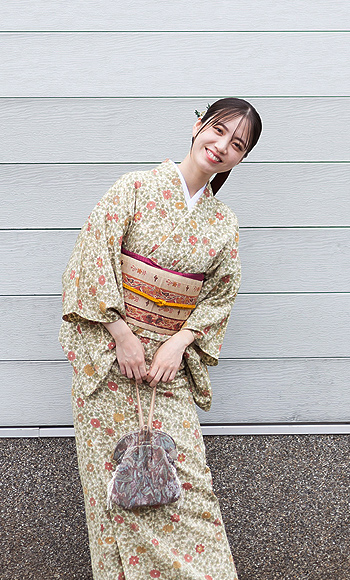 Japanese traditional red kimono bag in polyester cotton, POUCH